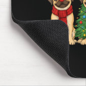 Retro Christmas Puggle Santa Reindeer Dog Lover  マウスパッド (コーナー)