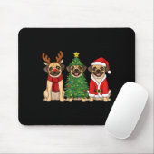 Retro Christmas Puggle Santa Reindeer Dog Lover  マウスパッド (マウス)
