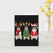 Retro Christmas Rat Terrier Santa Reindeer Dog Lov カード (黄色い花)