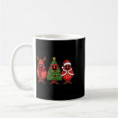 Retro Christmas Red Cardinal Bird Santa Reindeer コーヒーマグカップ (左)