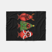 Retro Christmas Red Cardinal Bird Santa Reindeer  フリースブランケット (正面(横))