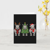 Retro Christmas Rhino Santa Reindeer Safari Animal カード (黄色い花)