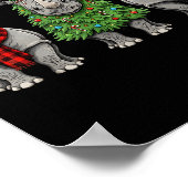 Retro Christmas Rhino Santa Reindeer Safari Animal ポスター (角)