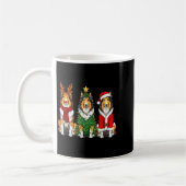 Retro Christmas Rough Collie Santa Reindeer Dog Lo コーヒーマグカップ (左)