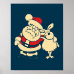 Retro Christmas Santa and his Reindeer Buddy ポスター<br><div class="desc">Festive Christmas Santa done in retro style. Santa Claus and one of his beloved reindeers,  their arms around each other in a buddy pose.</div>