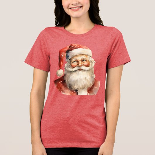 Retro Christmas Santa Claus トライブレンドＴシャツ (正面)