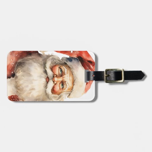 Retro Christmas Santa Claus ラゲッジタグ (正面横)