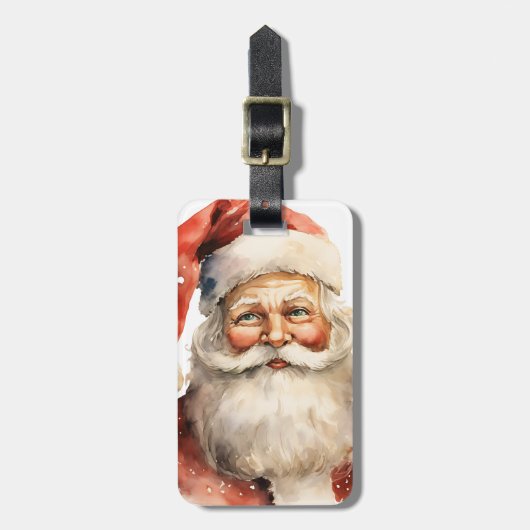 Retro Christmas Santa Claus ラゲッジタグ (正面縦)