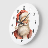 Retro Christmas Santa Claus ラージ壁時計 (傾斜)