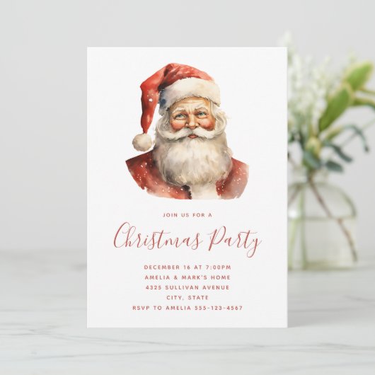 Retro Christmas Santa Claus Party 招待状 (スタンド正面)
