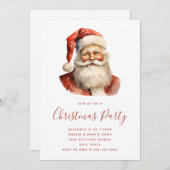 Retro Christmas Santa Claus Party 招待状 (正面/裏面)