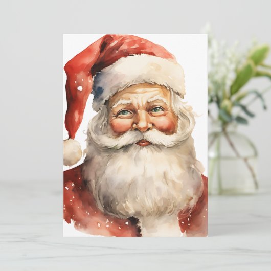 Retro Christmas Santa Claus Party Text on Back 招待状 (スタンド正面)