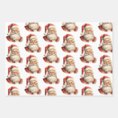 Retro Christmas Santa Claus Pattern ラッピングペーパーシート (正面3)