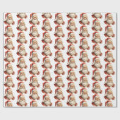 Retro Christmas Santa Claus Pattern ラッピングペーパー (フラット)