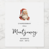 Retro Christmas Santa Claus Wine Making ワインラベル (シングルラベル)