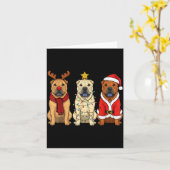 Retro Christmas Shar Pei Santa Reindeer Dog Lover  カード (黄色い花)