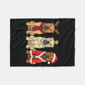 Retro Christmas Shar Pei Santa Reindeer Dog Lover フリースブランケット (正面(横))