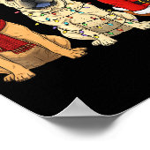 Retro Christmas Shar Pei Santa Reindeer Dog Lover  ポスター (角)