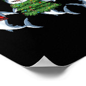 Retro Christmas Shark Santa Reindeer  ポスター (角)