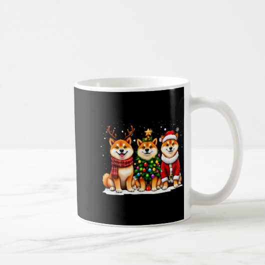 Retro Christmas Shiba Inu Santa Reindeer Dog Lover コーヒーマグカップ (右)