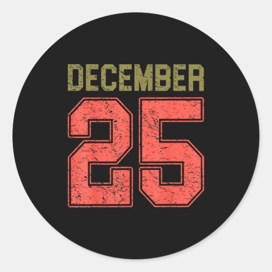 Retro Christmas Shirts Men Women December 25 Xmas  ラウンドシール (正面)