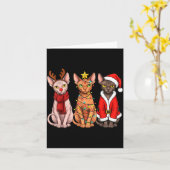 Retro Christmas Sphynx Cat Santa Reindeer  カード (黄色い花)