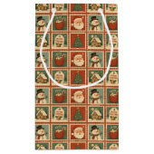 Retro Christmas Stamp Collage スモールペーパーバッグ (裏面)
