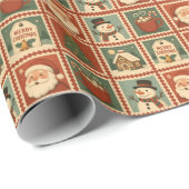 Retro Christmas Stamp Collage ラッピングペーパー (ロールコーナー)