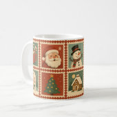 Retro Christmas Stamp Collage Holiday Mug コーヒーマグカップ (正面左)