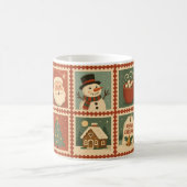 Retro Christmas Stamp Collage Holiday Mug コーヒーマグカップ (中央)