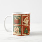 Retro Christmas Stamp Collage Holiday Mug コーヒーマグカップ (左)