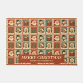 Retro Christmas Stamp Collage Personalized ドアマット (正面)