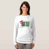 Retro Christmas Stamps Long Sleeve T-Shirt Tシャツ (正面フル)