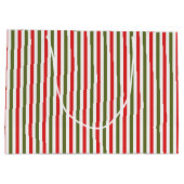 Retro Christmas Stripe Pattern Custom Christmas ラージペーパーバッグ (裏面)