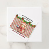 Retro Christmas Stripe Pattern & Teddy Bear Custom フェイバータグ (インサイチュ)