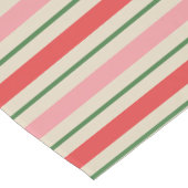 Retro Christmas Stripes Pattern Pink Red Green ショートテーブルランナー (コーナー)