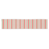 Retro Christmas Stripes Pattern Pink Red Green ショートテーブルランナー (横)