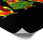 Retro Christmas Sun Conure Parrot Santa Reindeer  ポスター (角)