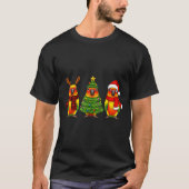 Retro Christmas Sun Conure Parrot Santa Reindeer Tシャツ (正面)