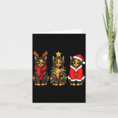Retro Christmas Tortoiseshell Cat Santa Reindeer  カード (正面)