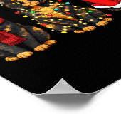 Retro Christmas Tortoiseshell Cat Santa Reindeer  ポスター (角)