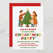 Retro Christmas Tree Editable Holiday Party 招待状 (正面/裏面)