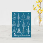 Retro Christmas Tree,funny Christmas Design Tee Wo カード (黄色い花)