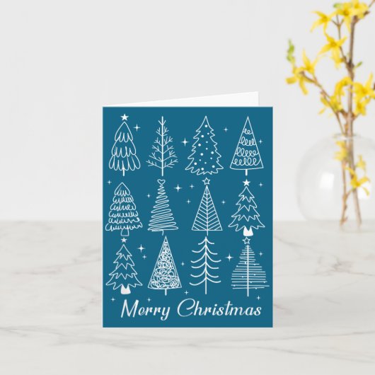 Retro Christmas Tree,funny Christmas Design Tee Wo カード (黄色い花)