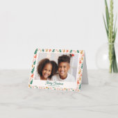 Retro Christmas Tree Holiday Family Photo Card シーズンカード (正面)