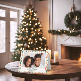 Retro Christmas Tree Holiday Family Photo Card シーズンカード