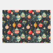 Retro Christmas Tree Ornaments ラッピングペーパーシート (正面)
