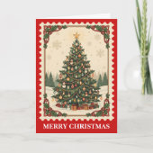 Retro Christmas Tree Postage Stamp シーズンカード (正面)