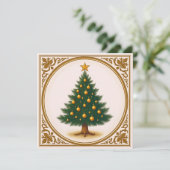 Retro Christmas Tree Simple Rustic Trendy  シーズンカード (スタンド正面)
