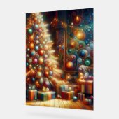 Retro Christmas Tree With Presents Underneath Wall アクリルサイン (傾斜)